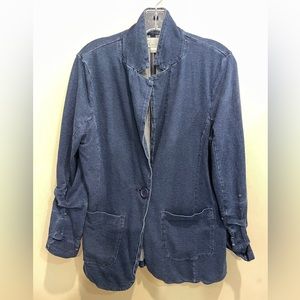 Vintage Havana Distressed Denim look One Botton Jacket